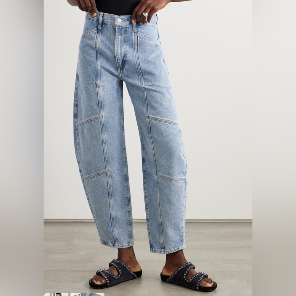 AGOLDE Mara Paneled High-rise Barrel-leg Jeans - Blue Size 30